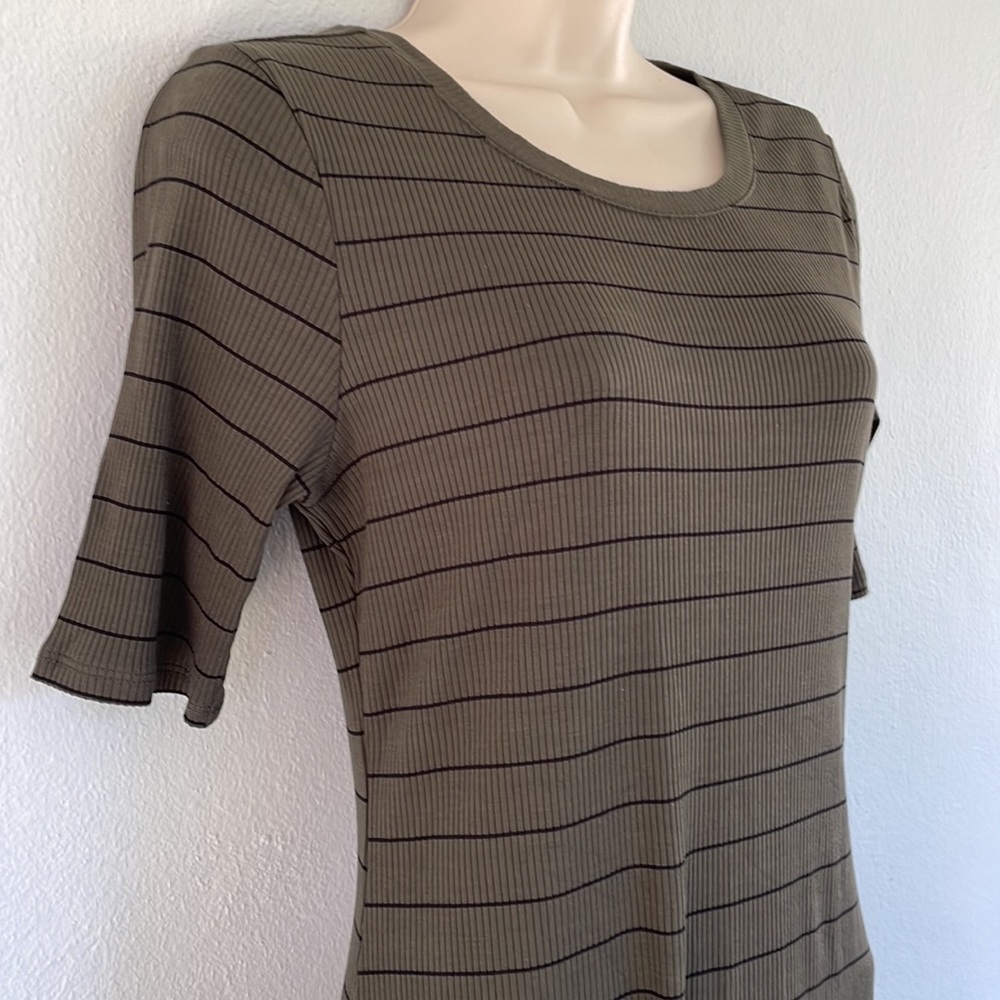 Old Navy green striped ribbed stretch casual dress size medium - Picture 5 of 8